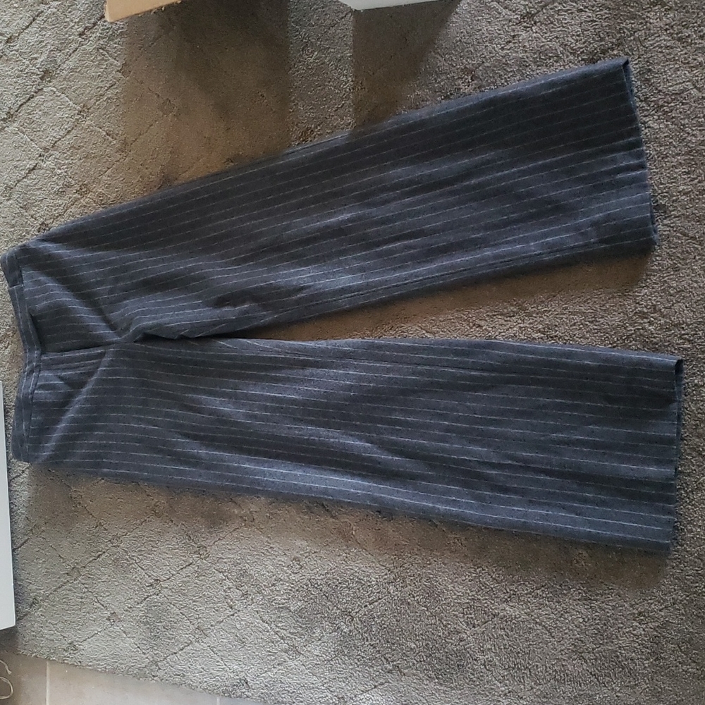 Lovely Dark Gray And White Pinstripe Wool, Lined Trouser